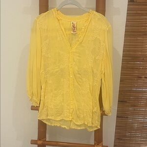 Johnny Was Yellow Embroidered Women's Top